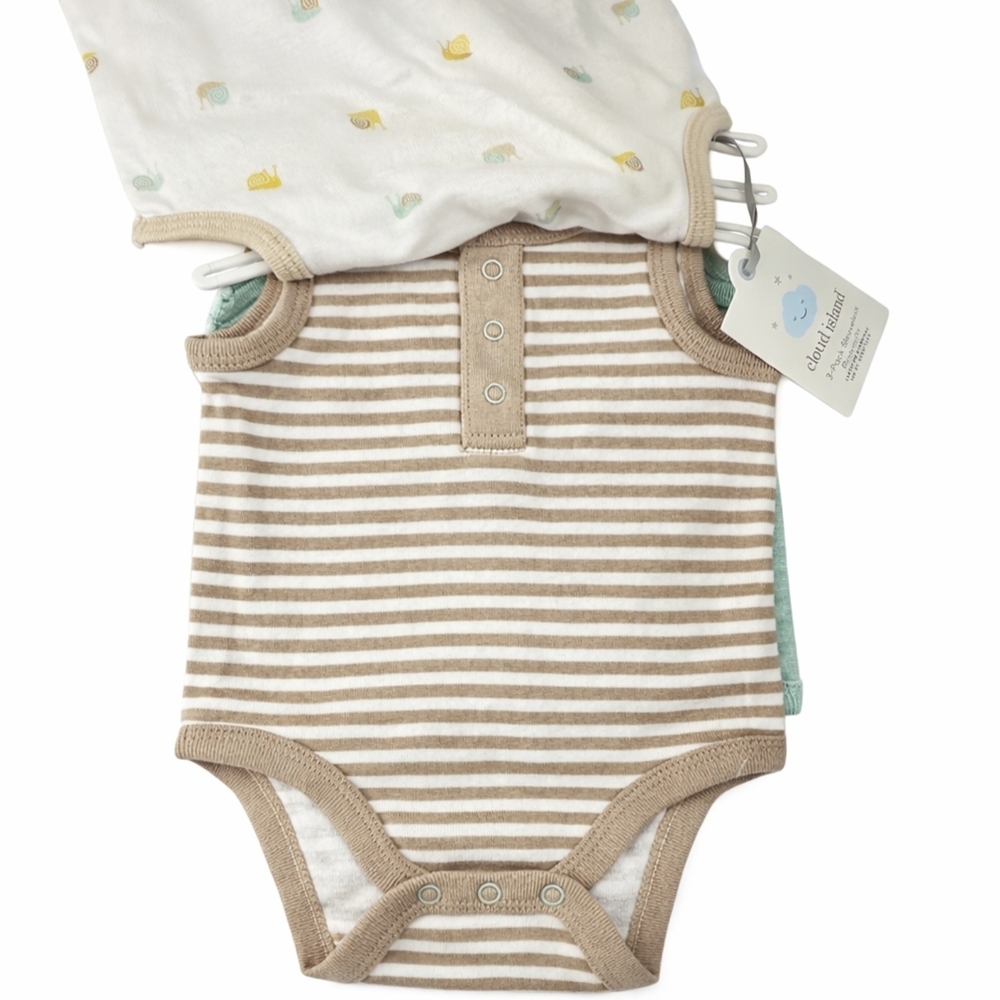 Cloud Island Baby Bodysuits 0–3 Months | 3-Pack Sleeveless Cotton - Picture 4 of 7